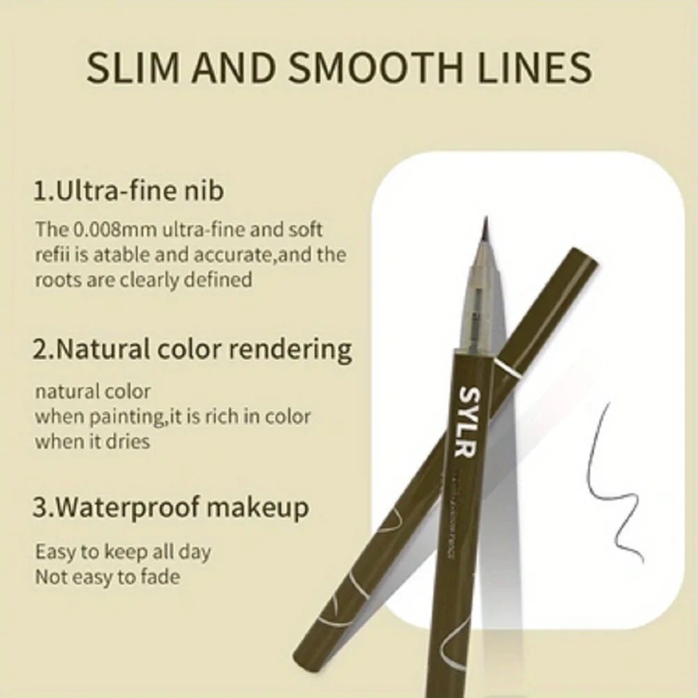 0.008mm Ultra Fine Eyebrow Pen Long Last Smudge Proof Waterproof Sweat - Proof High Pigmented Easy Applying Liquid Eye Brow Pencil - Avero
