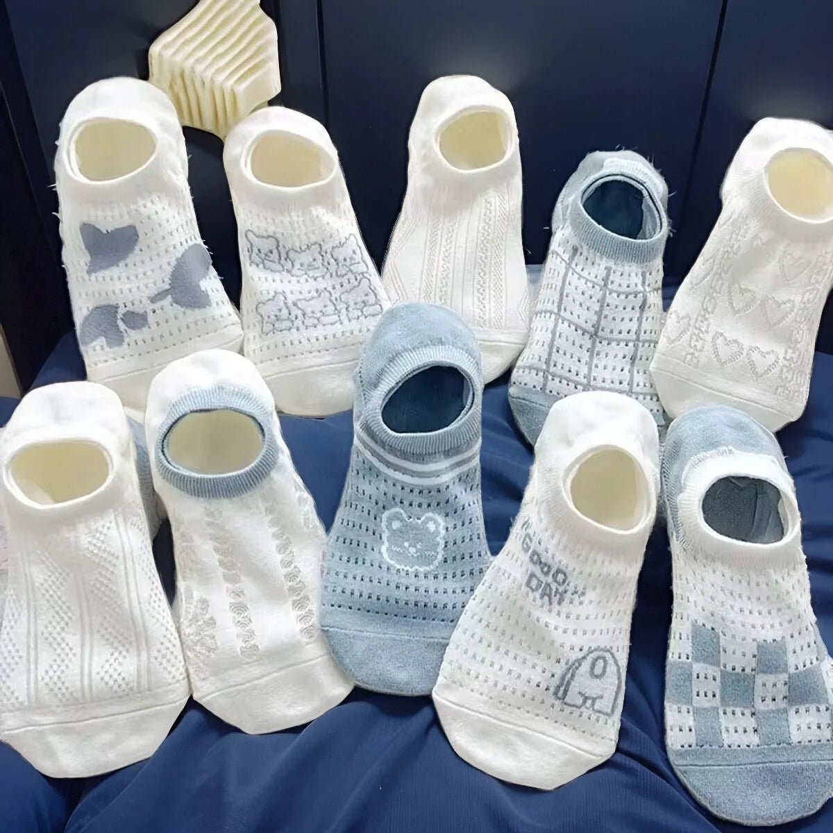 10 Pairs Fuzzy Print Socks Cute & Lightweight Invisible Socks Women's Stockings & Hosiery - Avero