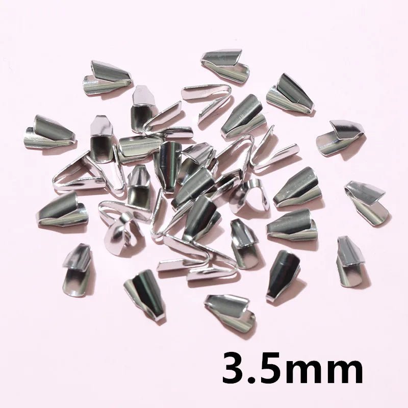 100pcs Stainless Steel 2 - 7mm Flat Cords Crimp End Beads Caps Clip Tip Fold for DIY Snake Chain Necklace Jewelry Making Findings - Avero