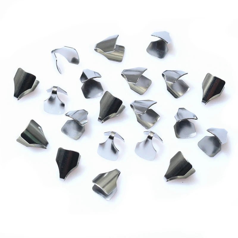 100pcs Stainless Steel 2 - 7mm Flat Cords Crimp End Beads Caps Clip Tip Fold for DIY Snake Chain Necklace Jewelry Making Findings - Avero