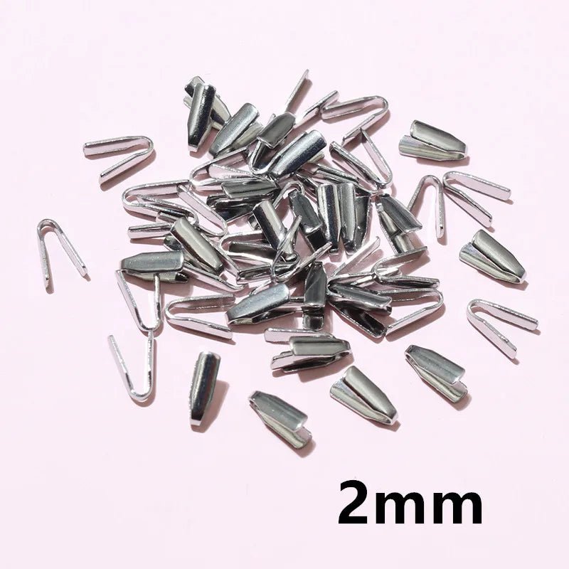 100pcs Stainless Steel 2 - 7mm Flat Cords Crimp End Beads Caps Clip Tip Fold for DIY Snake Chain Necklace Jewelry Making Findings - Avero