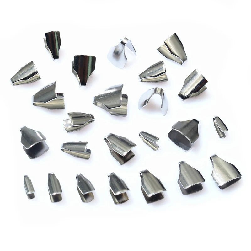 100pcs Stainless Steel 2 - 7mm Flat Cords Crimp End Beads Caps Clip Tip Fold for DIY Snake Chain Necklace Jewelry Making Findings - Avero