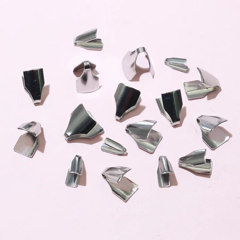 100pcs Stainless Steel 2 - 7mm Flat Cords Crimp End Beads Caps Clip Tip Fold for DIY Snake Chain Necklace Jewelry Making Findings - Avero