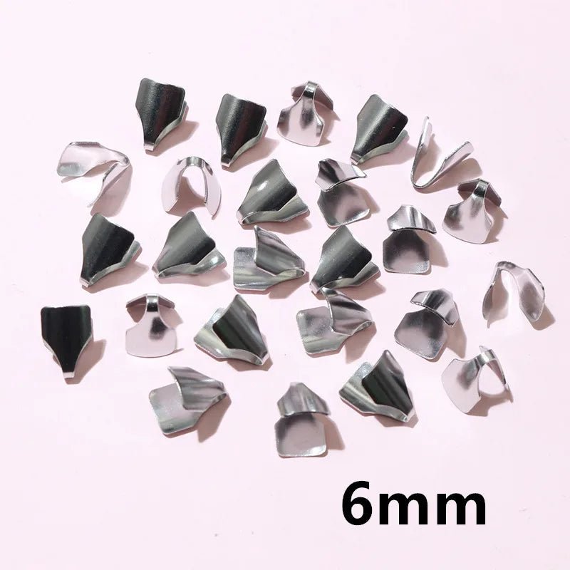 100pcs Stainless Steel 2 - 7mm Flat Cords Crimp End Beads Caps Clip Tip Fold for DIY Snake Chain Necklace Jewelry Making Findings - Avero