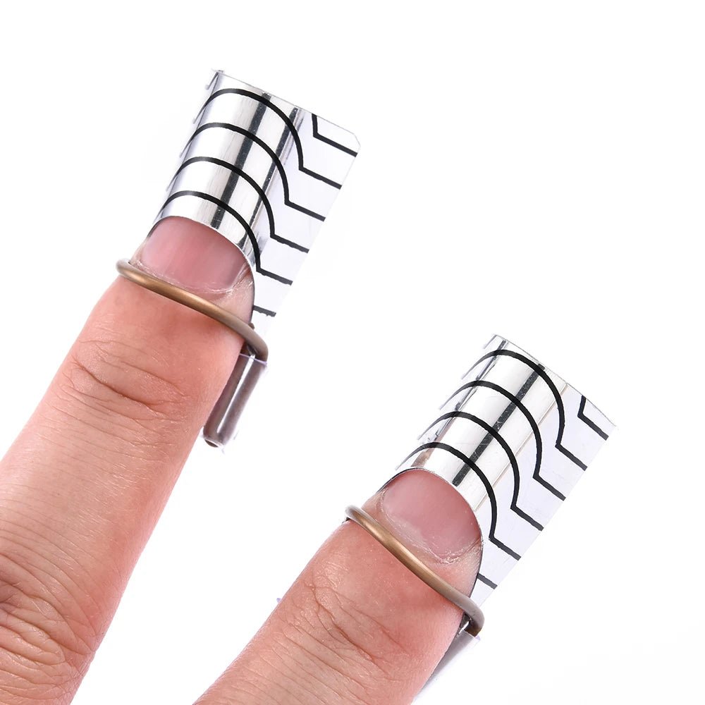 10Pcs Reusable Aluminum Nail Extension Pallets Tips Forms Nail Art Extension Sticker Builder Form Guide Stencil Manicure Tools - Avero