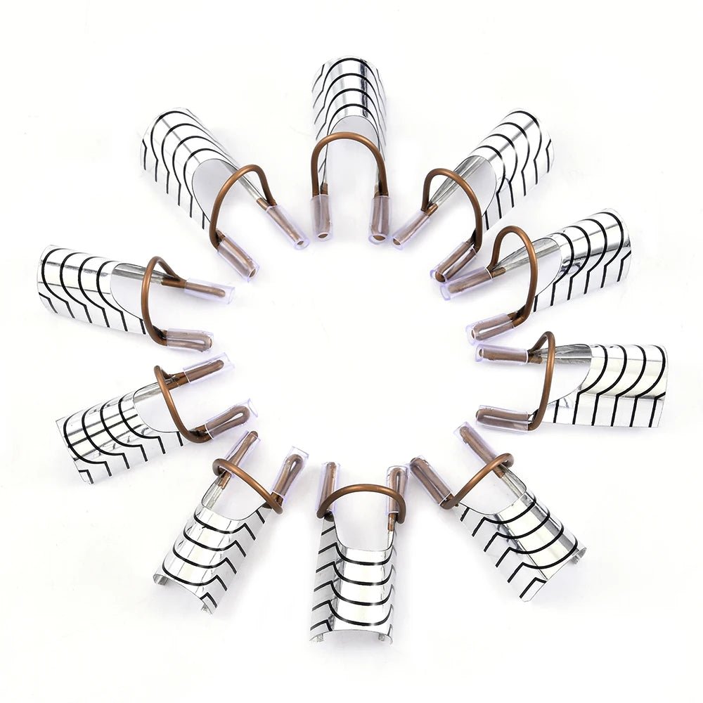 10Pcs Reusable Aluminum Nail Extension Pallets Tips Forms Nail Art Extension Sticker Builder Form Guide Stencil Manicure Tools - Avero
