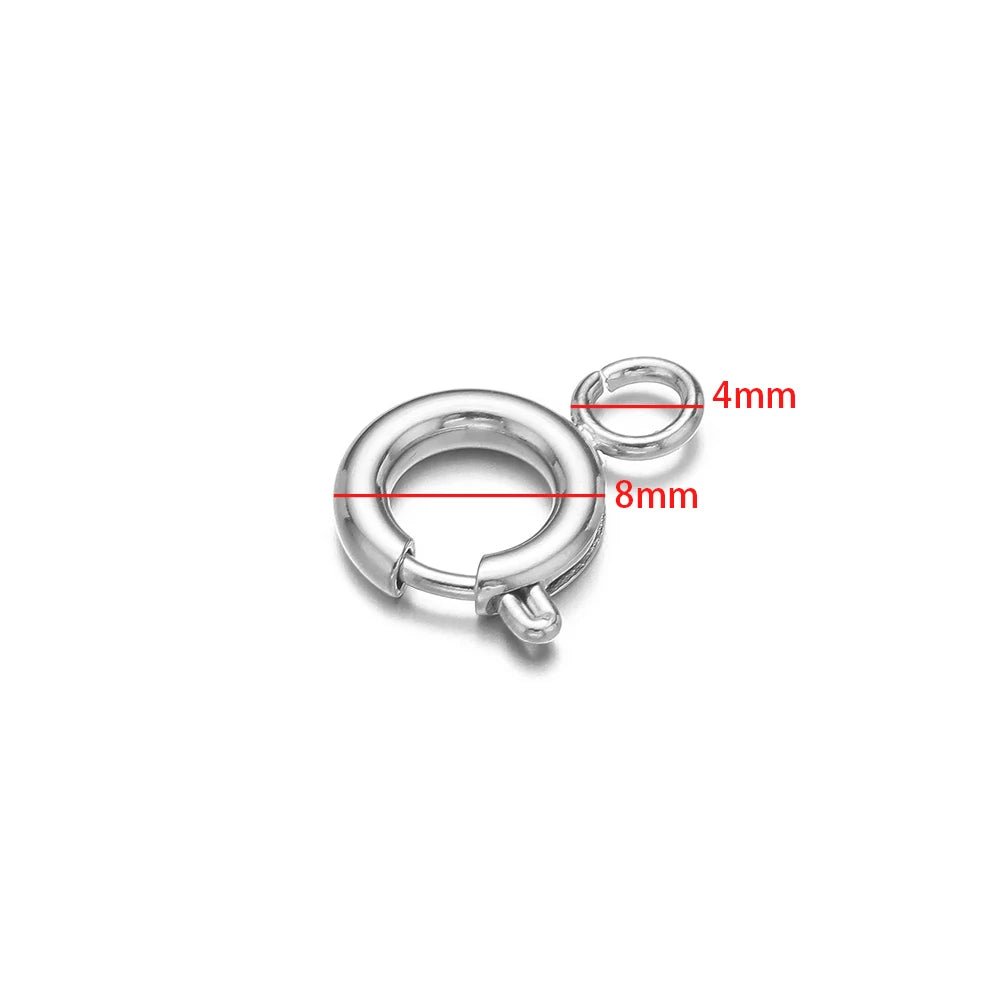 10pcs Stainless Steel Round Spring Ring Clasps Necklace Connectors for DIY Jewelry Bracelet Making Earrings Accessories 5 - 12mm - Avero