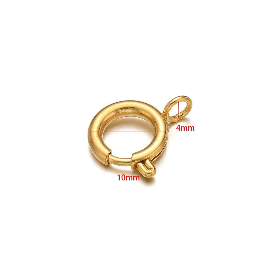10pcs Stainless Steel Round Spring Ring Clasps Necklace Connectors for DIY Jewelry Bracelet Making Earrings Accessories 5 - 12mm - Avero