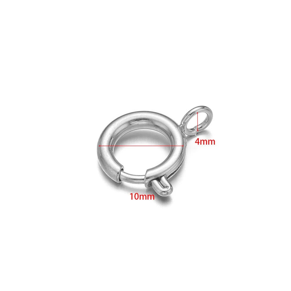 10pcs Stainless Steel Round Spring Ring Clasps Necklace Connectors for DIY Jewelry Bracelet Making Earrings Accessories 5 - 12mm - Avero
