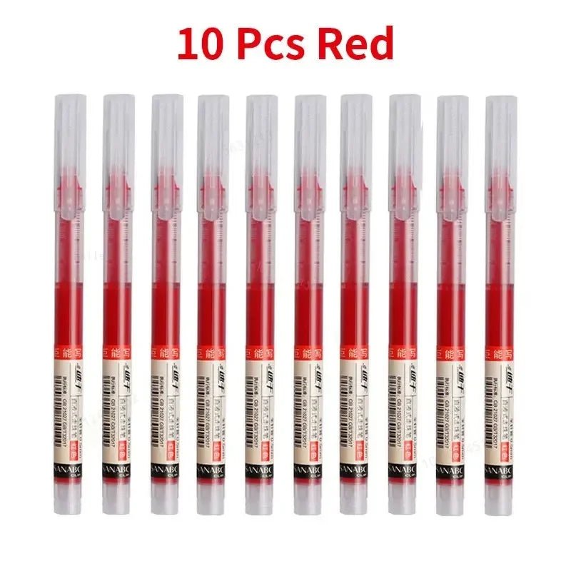 10Pcs/set High Quality Needle Type Gel Pens Straight Liquid Ballpoint Pen Kawaii Stationery School Office Supplies Writing - Avero