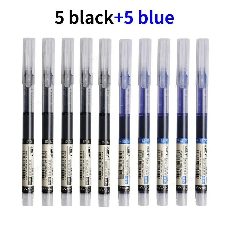 10Pcs/set High Quality Needle Type Gel Pens Straight Liquid Ballpoint Pen Kawaii Stationery School Office Supplies Writing - Avero