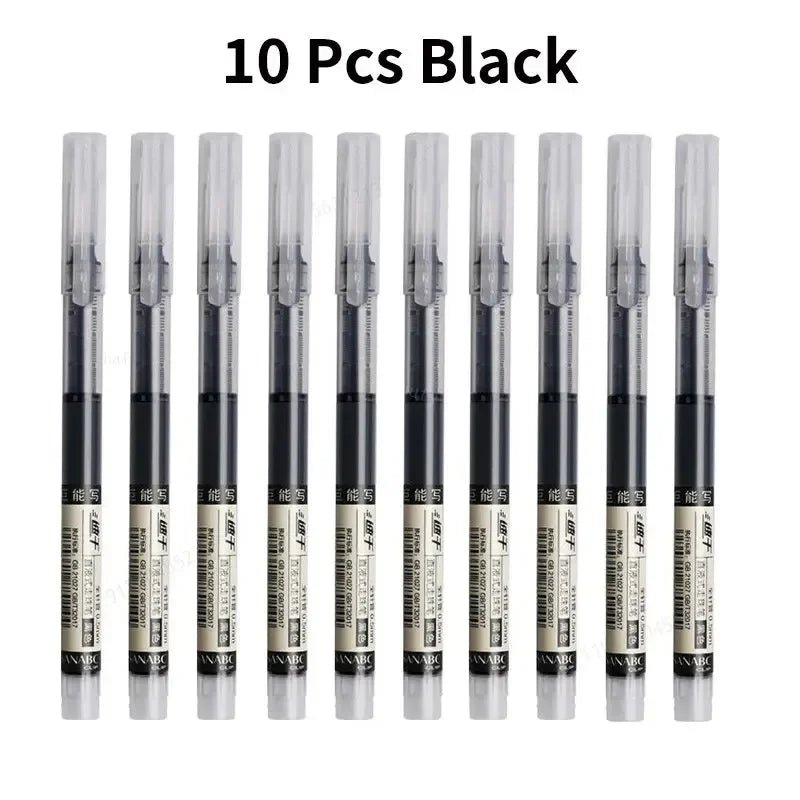 10Pcs/set High Quality Needle Type Gel Pens Straight Liquid Ballpoint Pen Kawaii Stationery School Office Supplies Writing - Avero