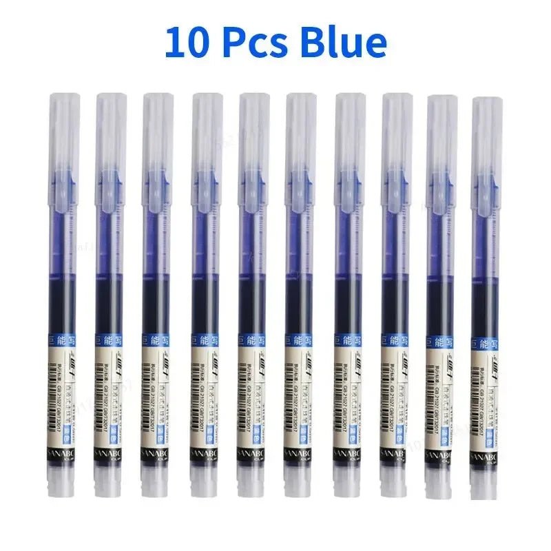 10Pcs/set High Quality Needle Type Gel Pens Straight Liquid Ballpoint Pen Kawaii Stationery School Office Supplies Writing - Avero