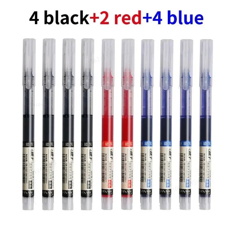 10Pcs/set High Quality Needle Type Gel Pens Straight Liquid Ballpoint Pen Kawaii Stationery School Office Supplies Writing - Avero