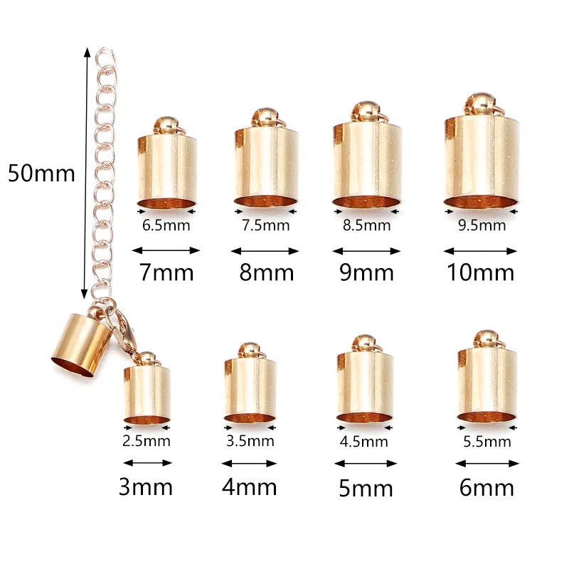 10Sets Leather Cord End Caps With Lobster Clasp Extending Chain For Jewelry Making DIY Bracelet Necklace Connectors Accessories - Avero