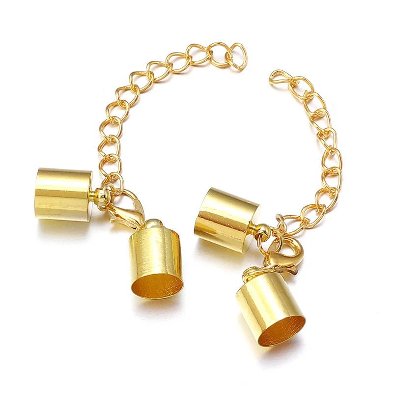 10Sets Leather Cord End Caps With Lobster Clasp Extending Chain For Jewelry Making DIY Bracelet Necklace Connectors Accessories - Avero
