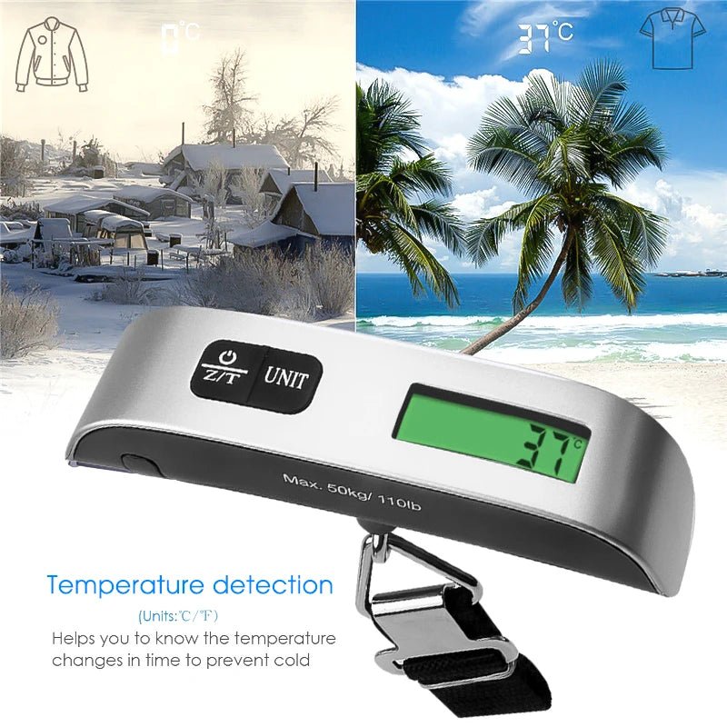 110Lb/50Kg Hanging Baggage Scale Digital Luggage Scale LCD Display Portable Suitcase Weighing Scale Travel Luggage Weight Scale - Avero