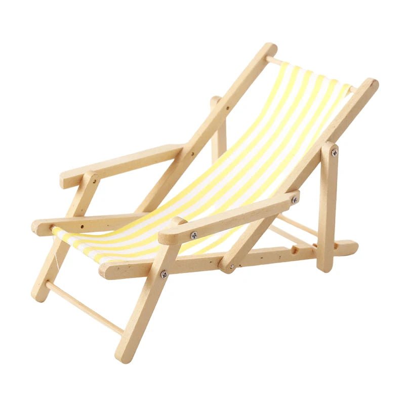 1:12 Dollhouse Mini Foldable Beach Chair Lounge Chair Model Dollhouse Furniture Decoration Micro Scene Construction Props - Avero