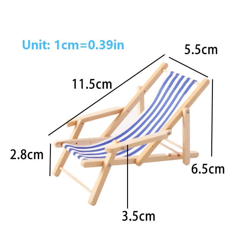 1:12 Dollhouse Mini Foldable Beach Chair Lounge Chair Model Dollhouse Furniture Decoration Micro Scene Construction Props - Avero