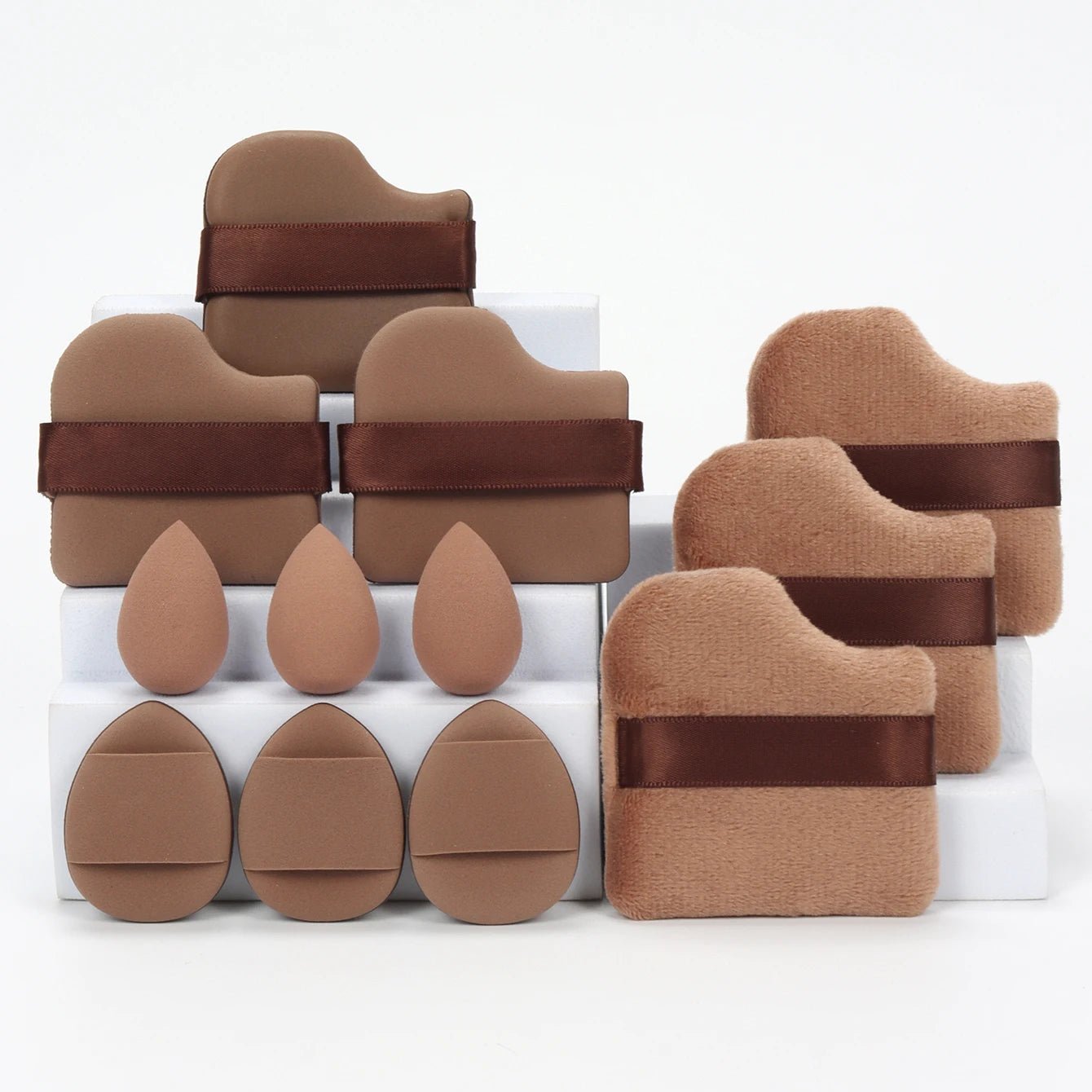 12 - Piece All - Purpose Makeup Sponge Set, Made of 3 Loose Powder Puffs, 3 Mini Air Cushion Puffs, 3 Beauty Eggs and 3 Mini Beauty - Avero