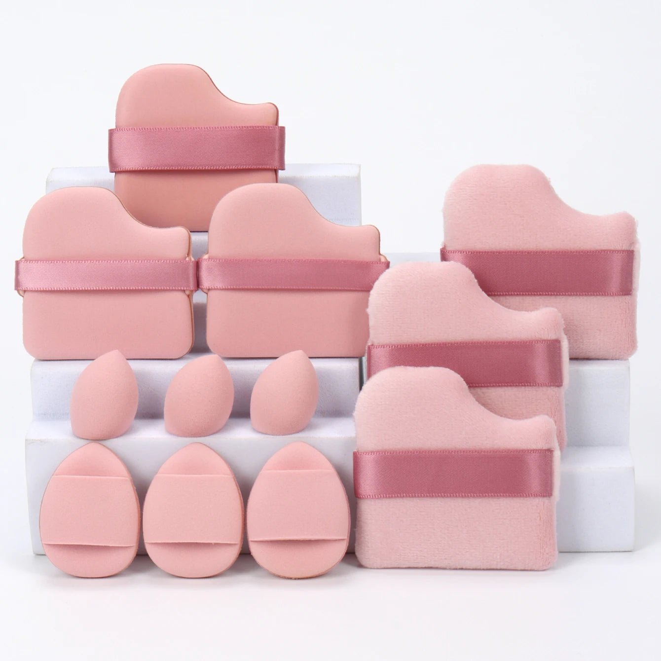 12 - Piece All - Purpose Makeup Sponge Set, Made of 3 Loose Powder Puffs, 3 Mini Air Cushion Puffs, 3 Beauty Eggs and 3 Mini Beauty - Avero