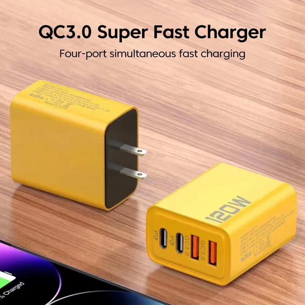 120W PD USB Charger Type C Fast Charging Mobile Phone Adapter For iPhone Samsung Xiaomi Quick Charge 3.0 EU/US Plug Wall Charger - Avero