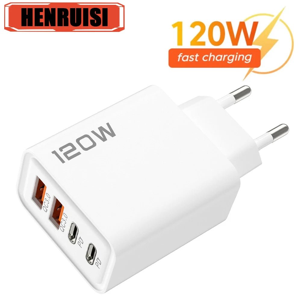 120W PD USB Charger Type C Fast Charging Mobile Phone Adapter For iPhone Samsung Xiaomi Quick Charge 3.0 EU/US Plug Wall Charger - Avero