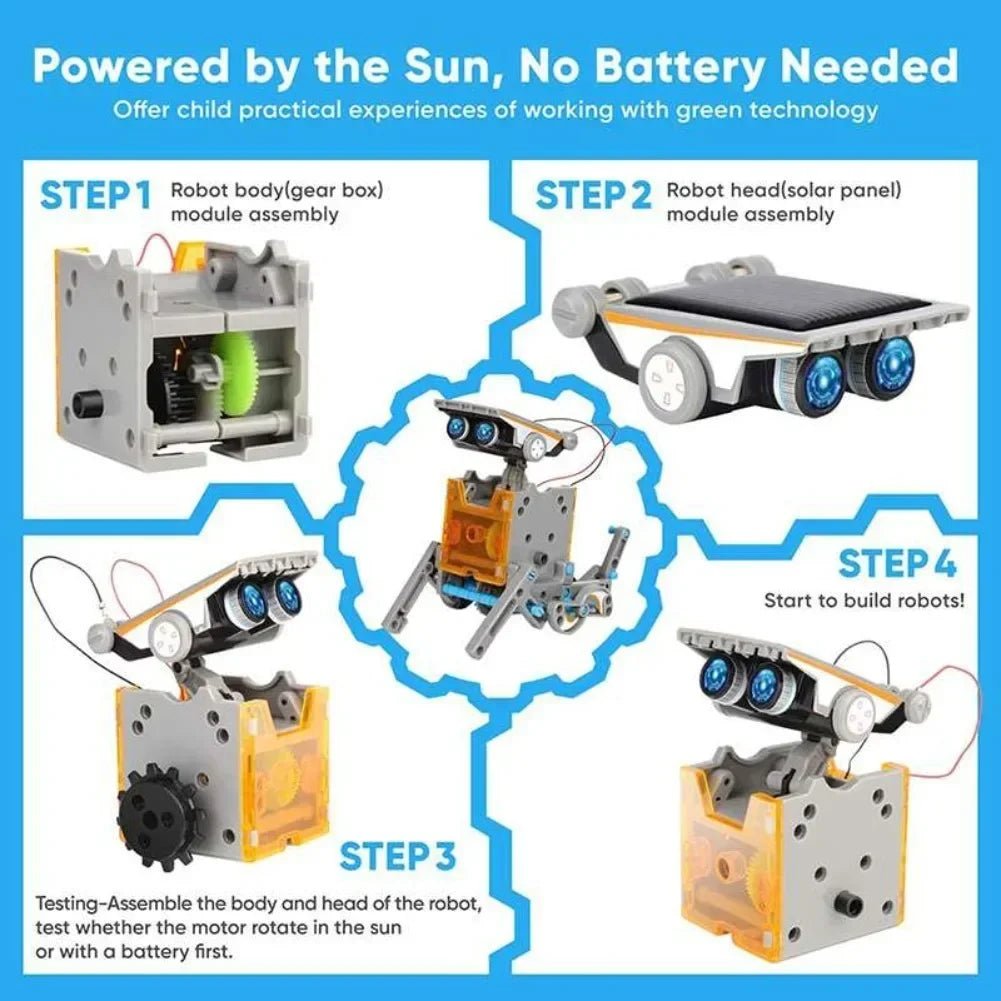 13 in 1 Solar Powered Robot Science Kit DIY Building Blocks Gift for Kids Electronic DIYs Creative Educational Assembly Toys - Avero