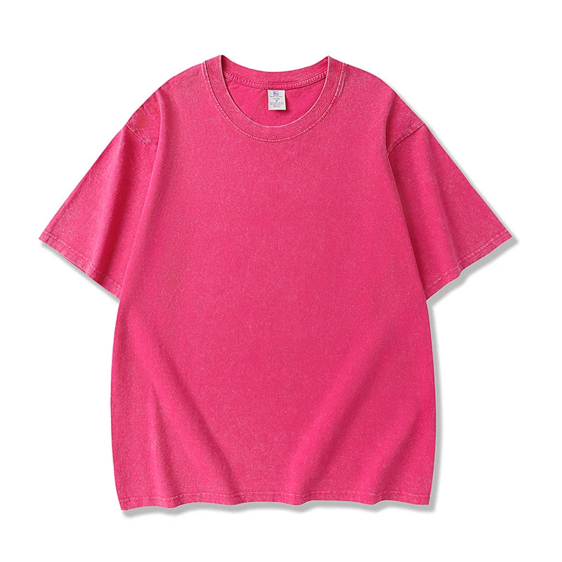 2025 Washed Vintage T-Shirts Street Hip Hop Retro Punk T Shirt women Harajuku Casual Cotton Short Sleeve Acid Wash TShirts top