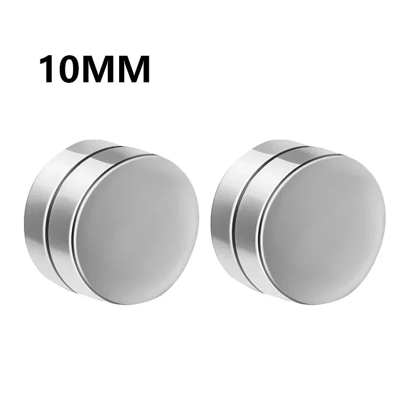 1Pairs Crystal Strong Magnetic Ear Stud Clip Earrings for Men Women, Punk Round Zircon Magnet Earrings Non Piercing Ear Jewelry - Avero