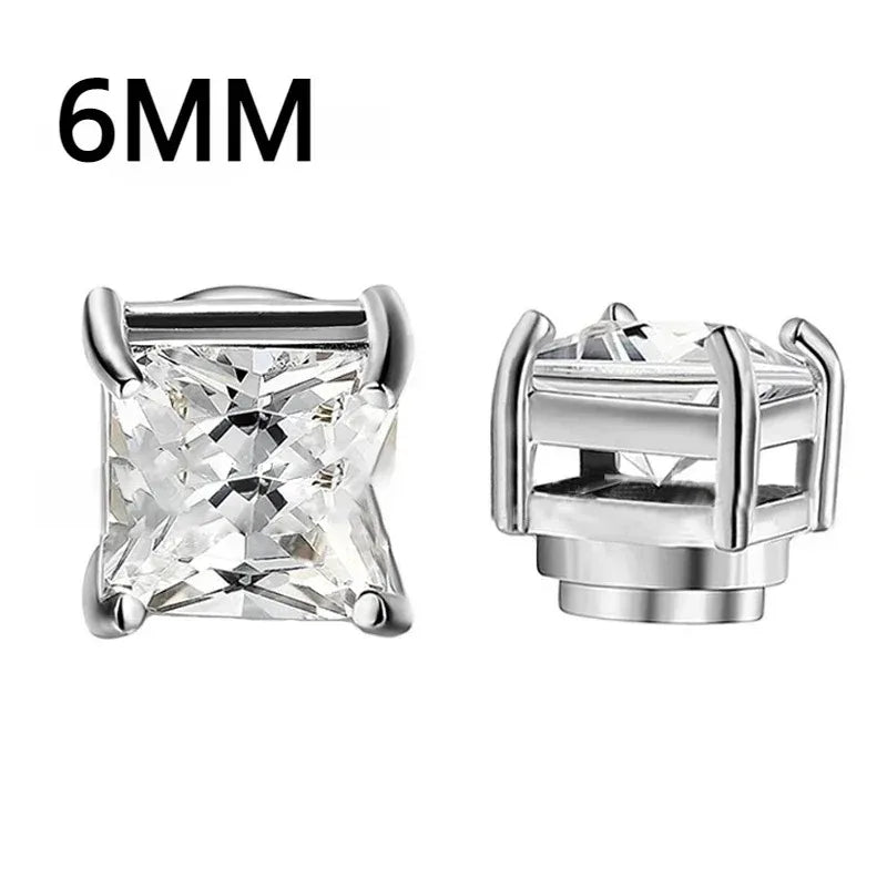 1Pairs Crystal Strong Magnetic Ear Stud Clip Earrings for Men Women, Punk Round Zircon Magnet Earrings Non Piercing Ear Jewelry - Avero
