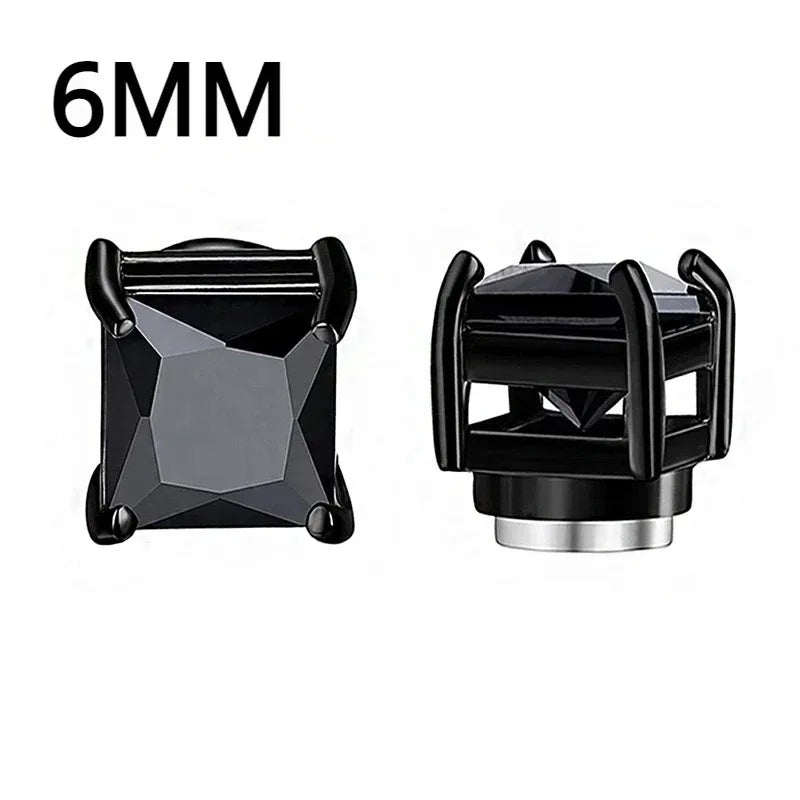1Pairs Crystal Strong Magnetic Ear Stud Clip Earrings for Men Women, Punk Round Zircon Magnet Earrings Non Piercing Ear Jewelry - Avero