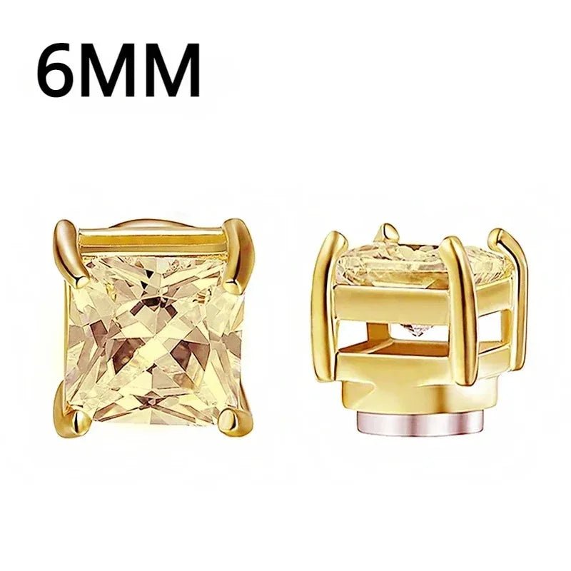 1Pairs Crystal Strong Magnetic Ear Stud Clip Earrings for Men Women, Punk Round Zircon Magnet Earrings Non Piercing Ear Jewelry - Avero
