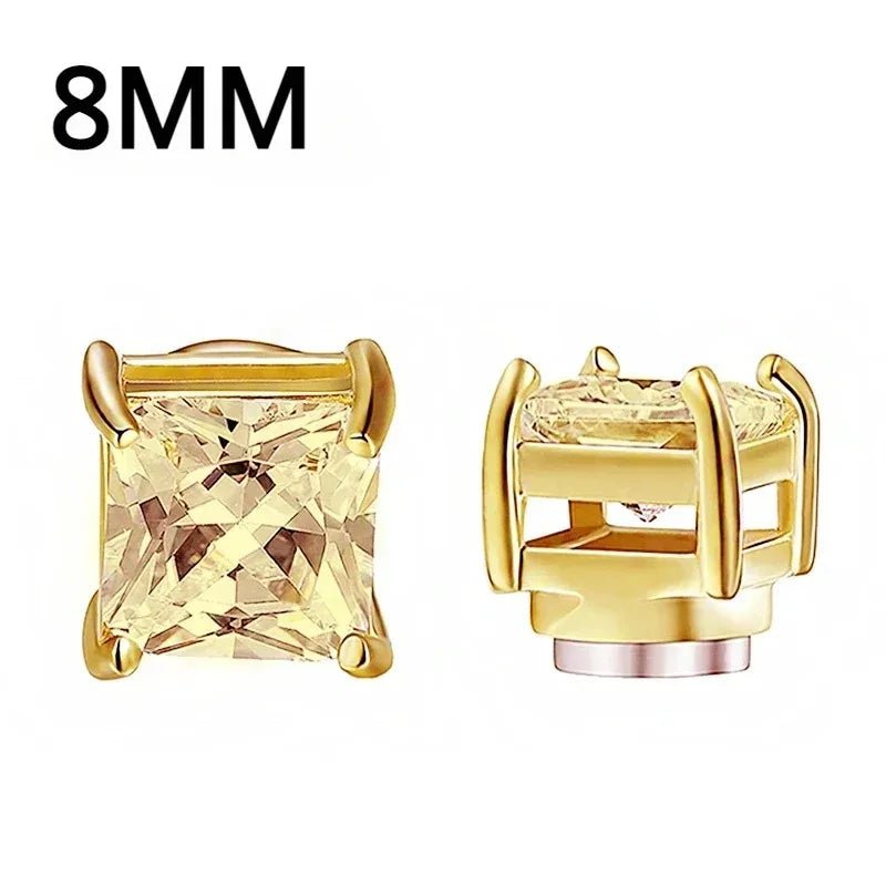 1Pairs Crystal Strong Magnetic Ear Stud Clip Earrings for Men Women, Punk Round Zircon Magnet Earrings Non Piercing Ear Jewelry - Avero