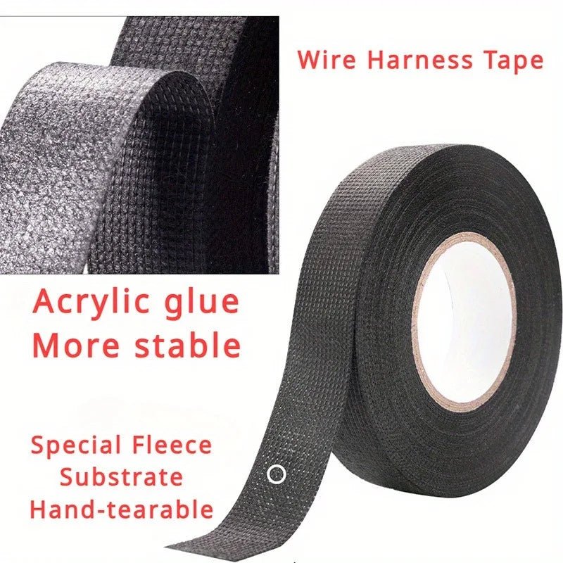 1pc Heat - resistant Adhesive Cloth Fabric Tape For Car Auto Cable Harness Wiring Loom Protection Width 9/15/19/25/32MM Length 15M - Avero