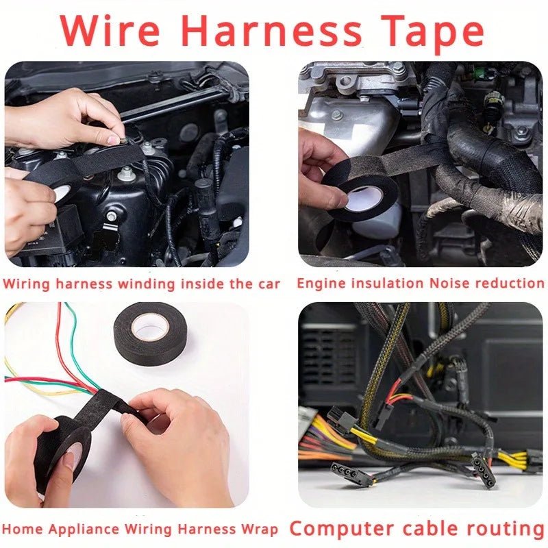 1pc Heat - resistant Adhesive Cloth Fabric Tape For Car Auto Cable Harness Wiring Loom Protection Width 9/15/19/25/32MM Length 15M - Avero