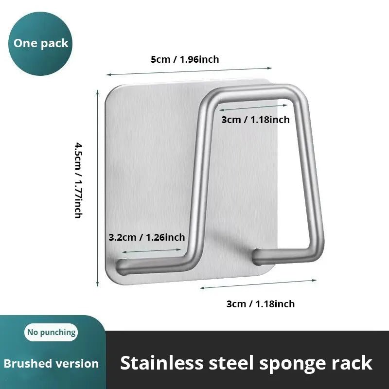 1pc Stainless Steel Sink Sponge Rack For Sponge Steel Wire Ball Draining Paste The Inner Wall Of The Sink Kitchen Supplies - Avero