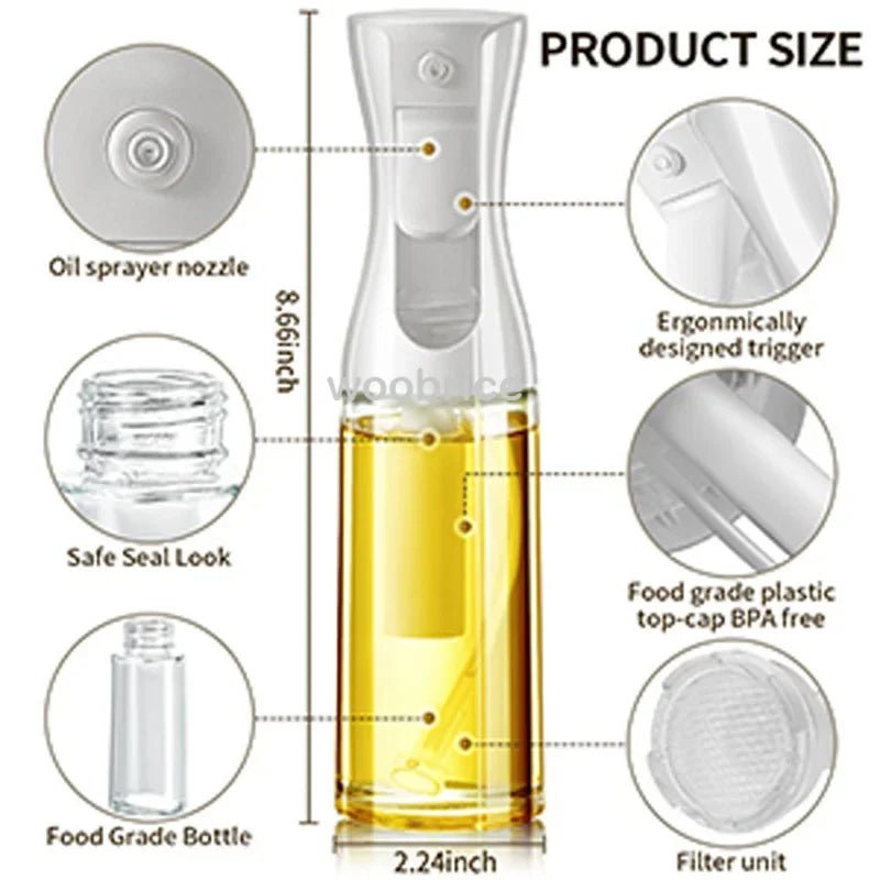 200/300/500ml Oil Spray for Kitchen Oil Nebulizer Dispenser Spray Oil Sprayer Airfryer BBQ Camping Olive Oil Diffuser Brush - Avero