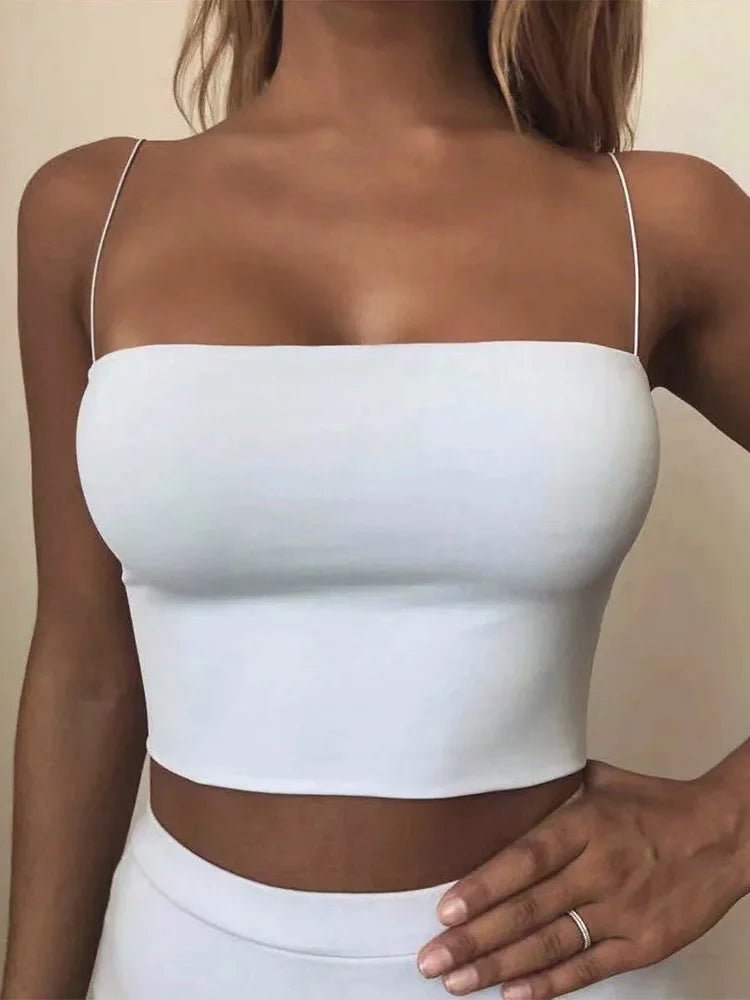 2022 Summer Women's Crop Top Sexy Elastic Cotton Camis sleeveless Short Tank Top Bar - Avero