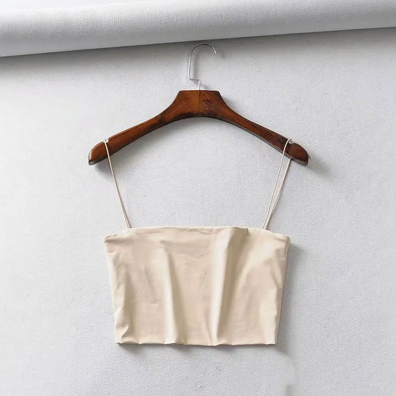 2022 Summer Women's Crop Top Sexy Elastic Cotton Camis sleeveless Short Tank Top Bar - Avero