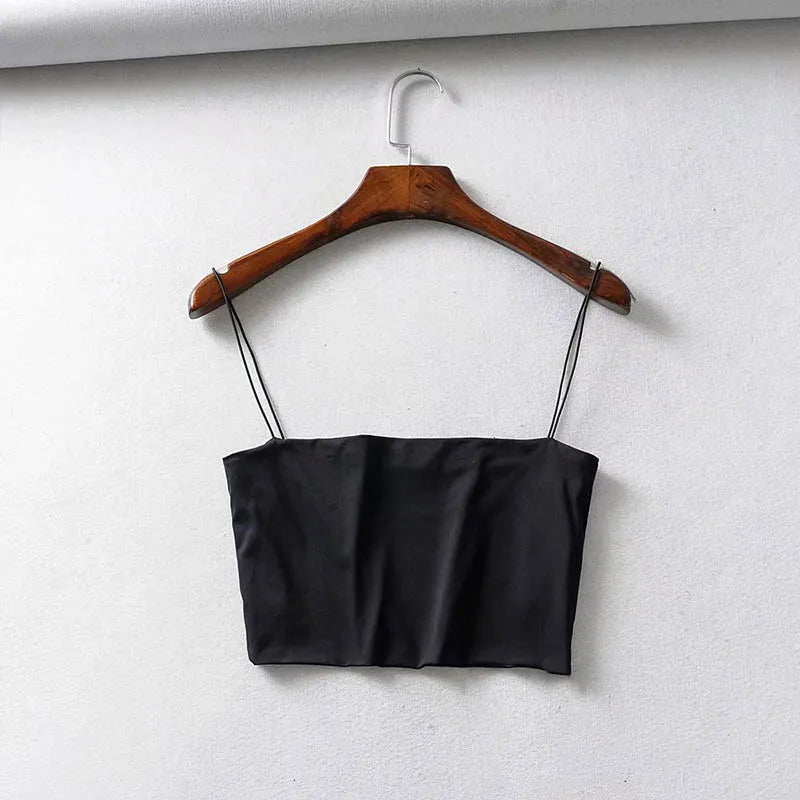2022 Summer Women's Crop Top Sexy Elastic Cotton Camis sleeveless Short Tank Top Bar - Avero