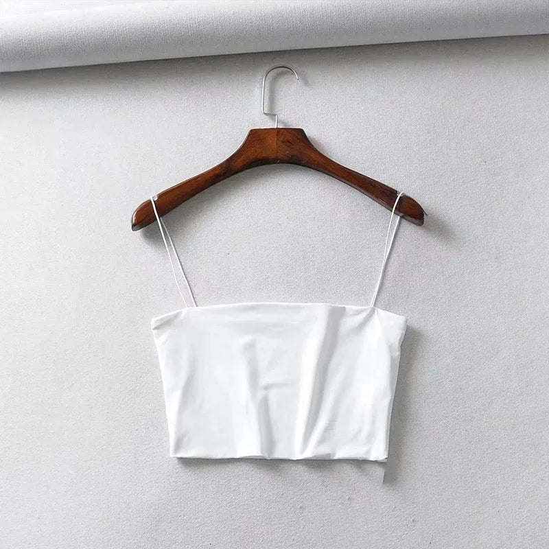 2022 Summer Women's Crop Top Sexy Elastic Cotton Camis sleeveless Short Tank Top Bar - Avero
