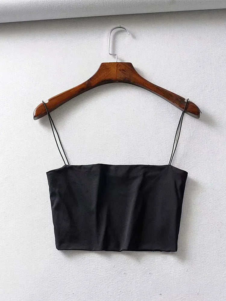 2022 Summer Women's Crop Top Sexy Elastic Cotton Camis sleeveless Short Tank Top Bar - Avero
