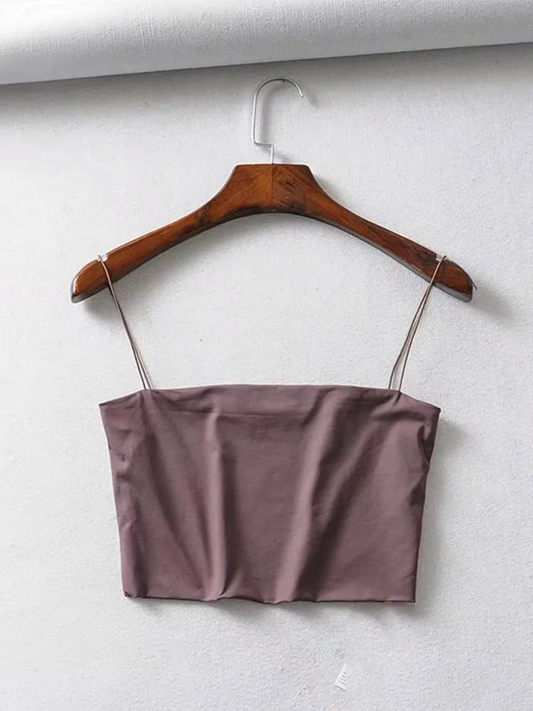 2022 Summer Women's Crop Top Sexy Elastic Cotton Camis sleeveless Short Tank Top Bar - Avero
