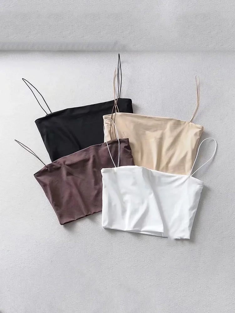 2022 Summer Women's Crop Top Sexy Elastic Cotton Camis sleeveless Short Tank Top Bar - Avero