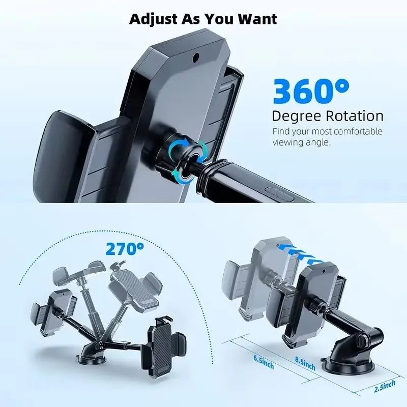 2025 NEW Universal Sucker Car Phone Holder 360° Windshield Car Dashboard Mobile Cell Support Bracket for Smartphones - Avero