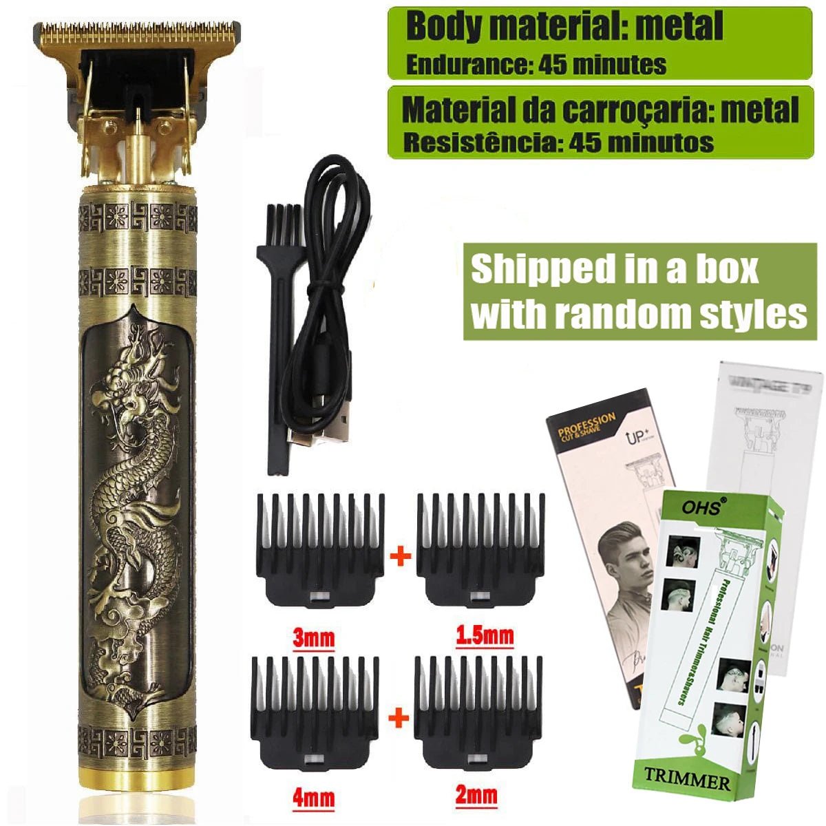 2025 T9 HairClipper Beard Shaving Body Hair Trimmer Clippers Electric Machine Men Haircut Machine 0mm Barber ShaverDragon Carved - Avero