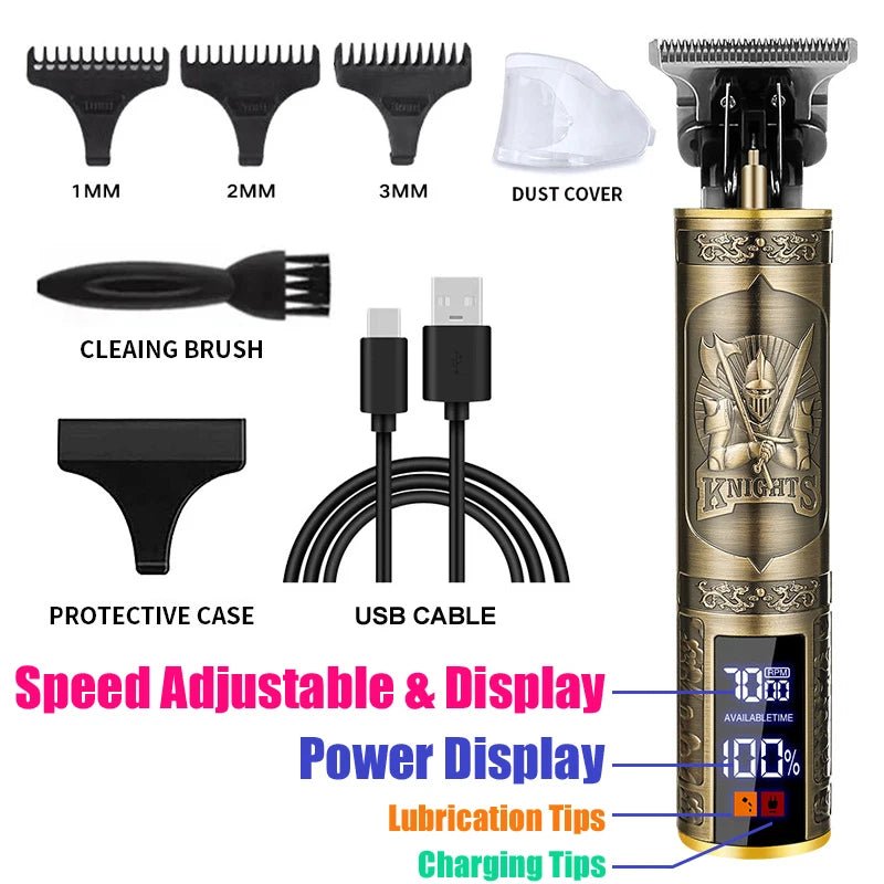 2025 T9 HairClipper Beard Shaving Body Hair Trimmer Clippers Electric Machine Men Haircut Machine 0mm Barber ShaverDragon Carved - Avero