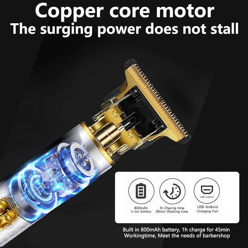 2025 T9 HairClipper Beard Shaving Body Hair Trimmer Clippers Electric Machine Men Haircut Machine 0mm Barber ShaverDragon Carved - Avero