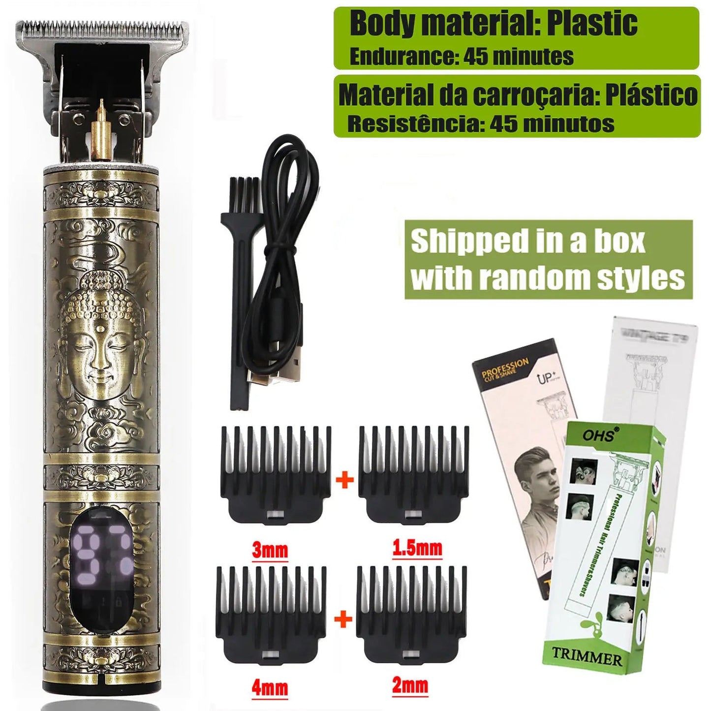 2025 T9 HairClipper Beard Shaving Body Hair Trimmer Clippers Electric Machine Men Haircut Machine 0mm Barber ShaverDragon Carved - Avero
